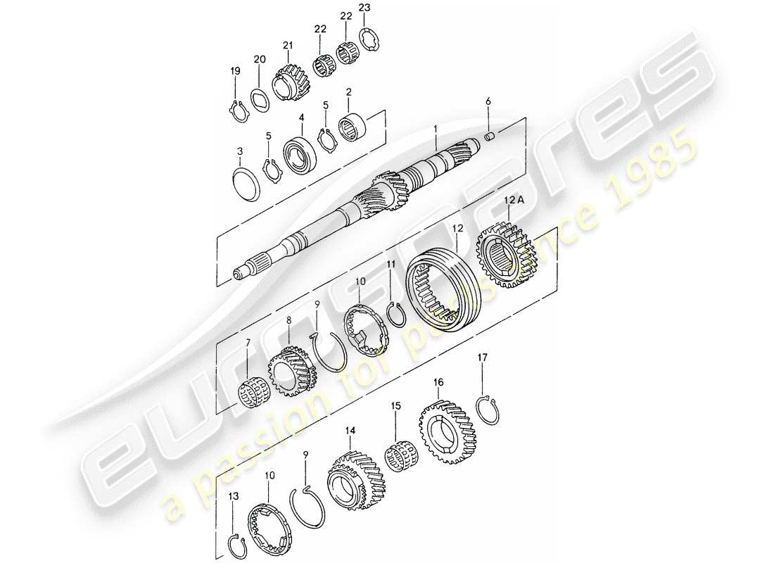 Porsche Boxster 986 (1997) gears and shafts Part Diagram