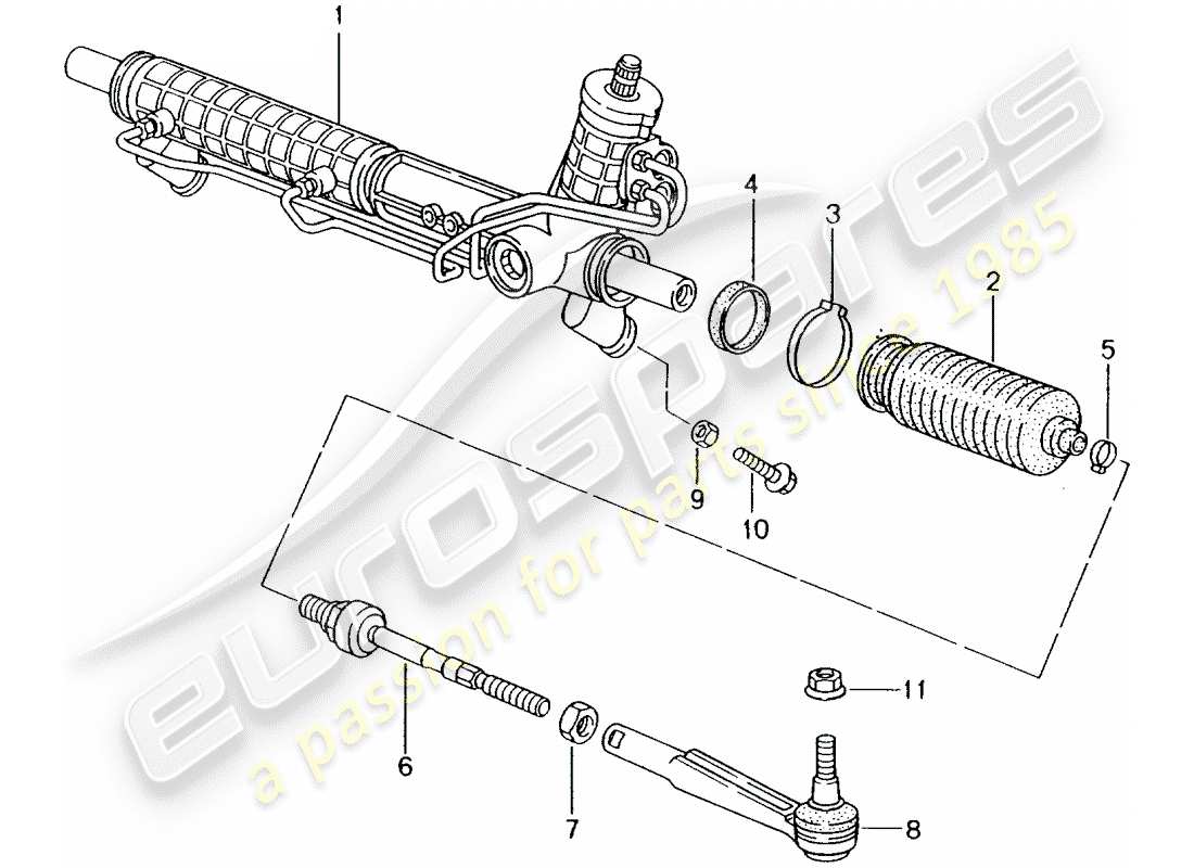 Porsche Boxster 986 (1997) POWER STEERING - STEERING GEAR Part Diagram