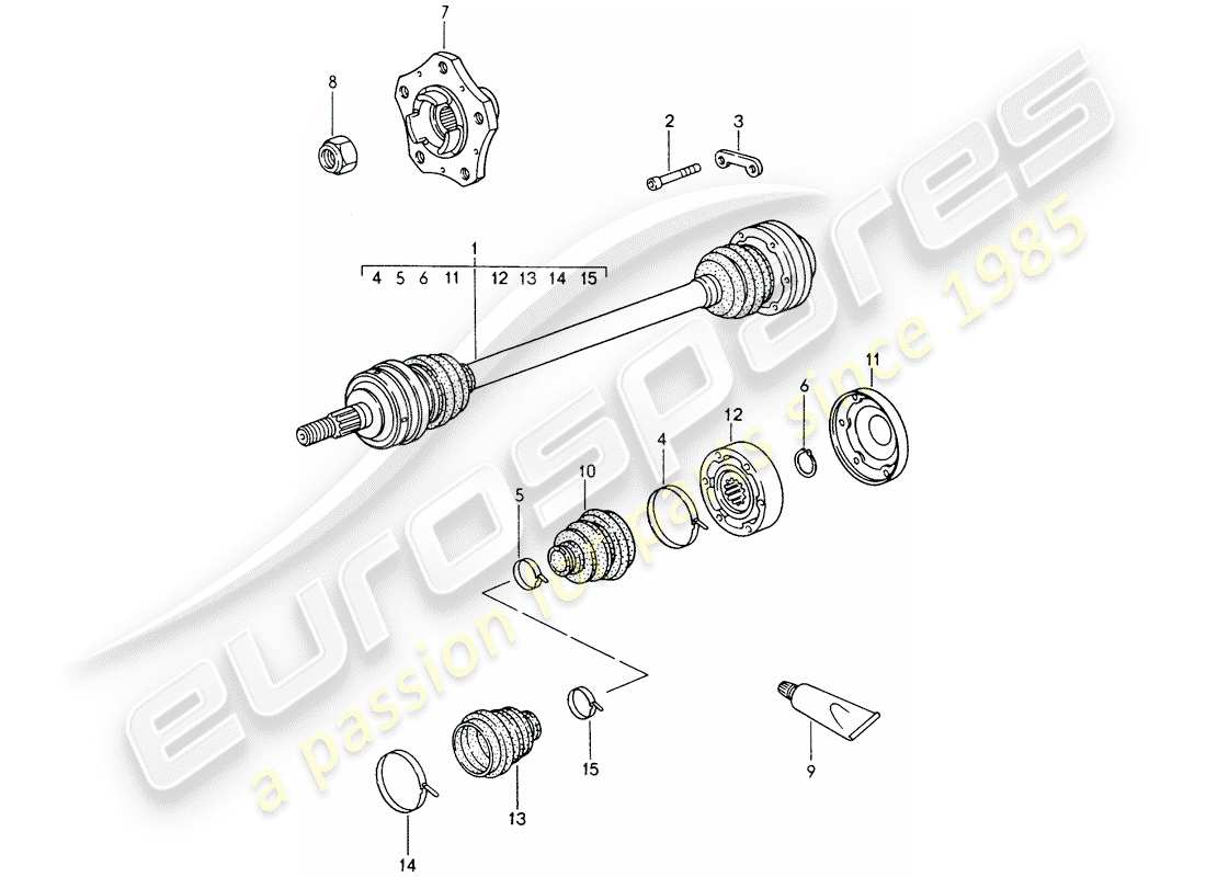 Porsche Boxster 986 (1997) drive shaft - wheel hub Part Diagram