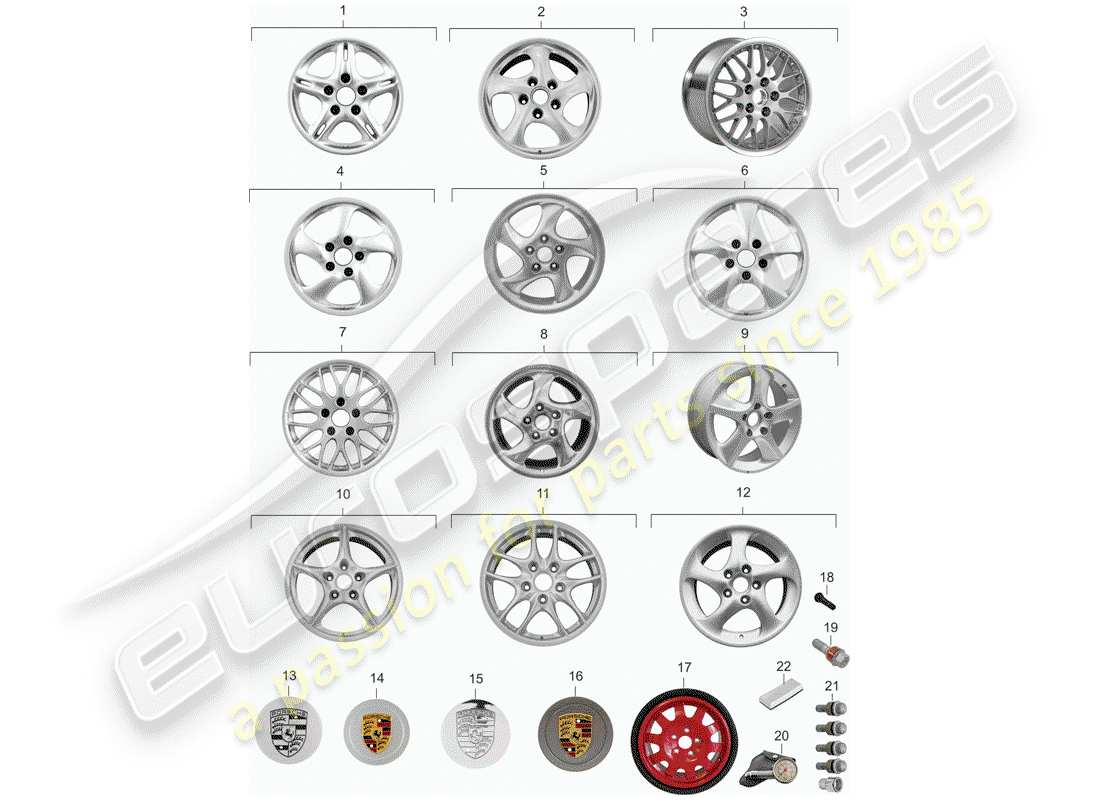 Porsche Boxster 986 (1997) ALLOY WHEEL Part Diagram