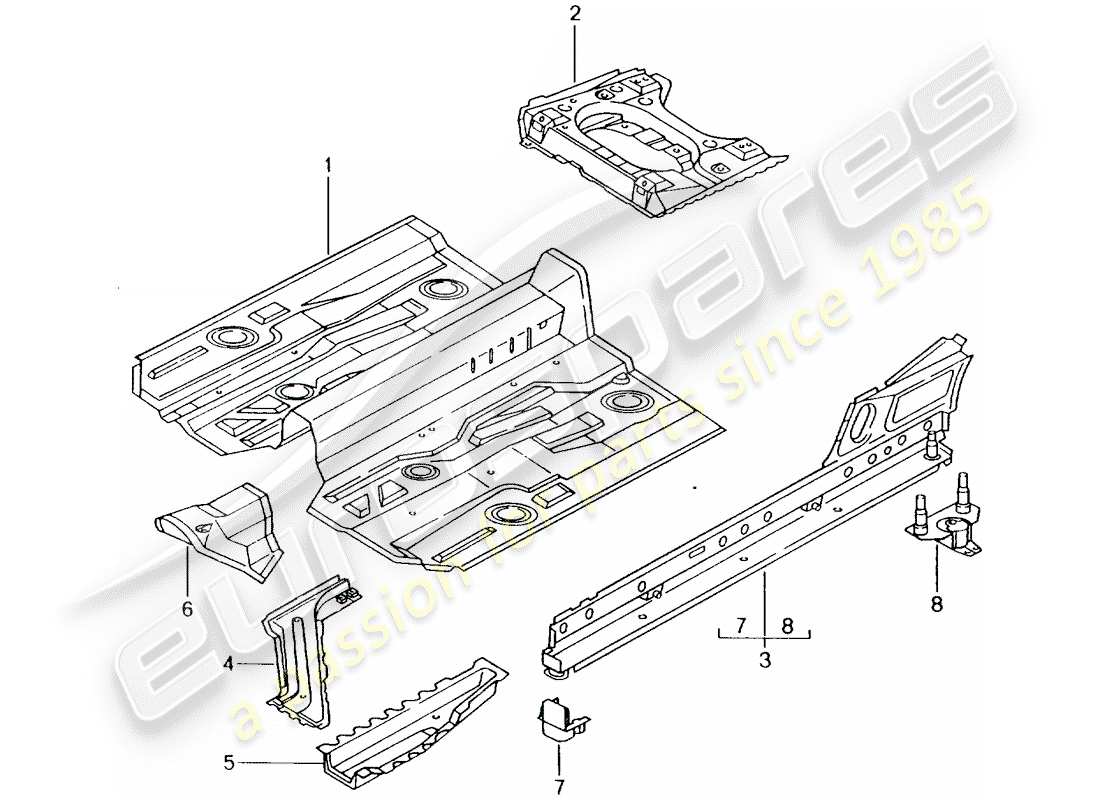 Porsche Boxster 986 (1997) floor plates Part Diagram