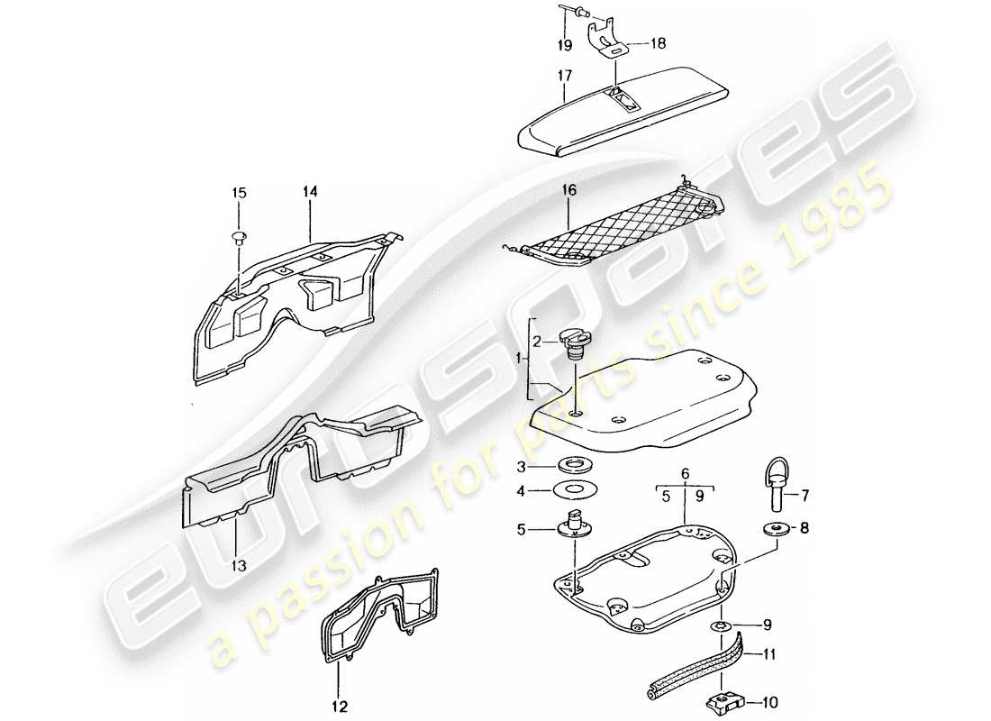 Porsche Boxster 986 (1997) TRIMS - ENGINE BAY Part Diagram