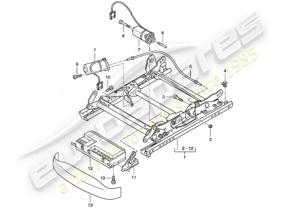 Porsche Boxster 986 (1997) seat frame - comfort seat Part Diagram