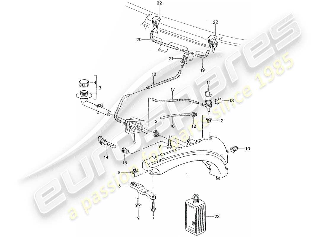 Porsche Boxster 986 (1997) windshield washer unit Part Diagram