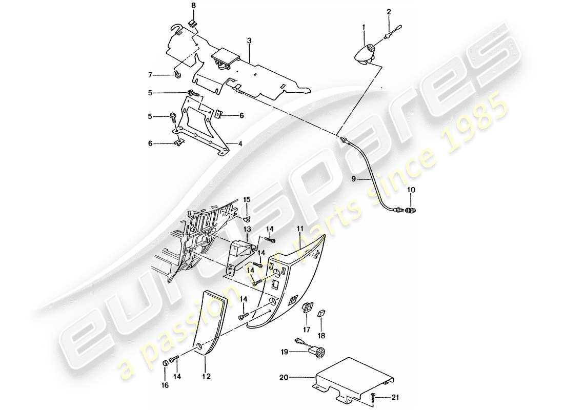 Porsche Boxster 986 (1997) phone preparation Part Diagram