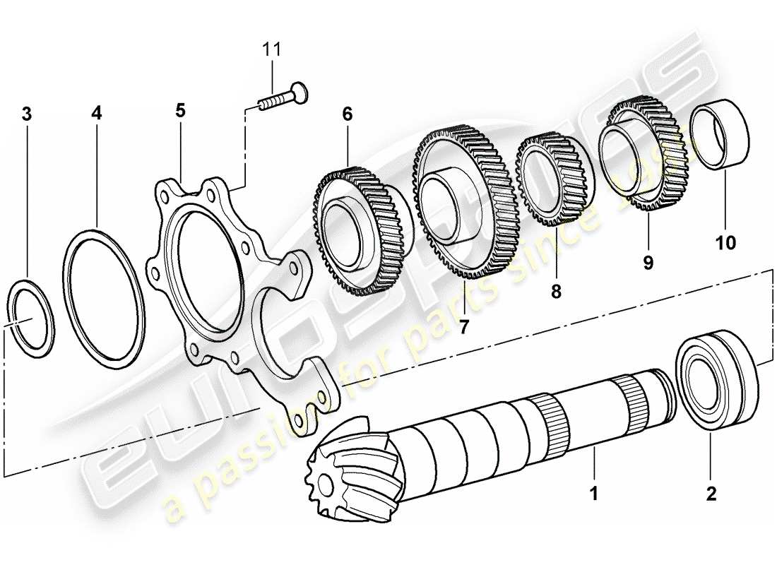 Porsche Boxster 986 (1998) gears and shafts Part Diagram