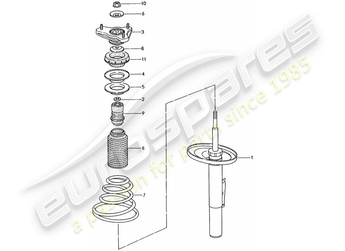 Porsche Boxster 986 (1998) SUSPENSION - SHOCK ABSORBER Part Diagram