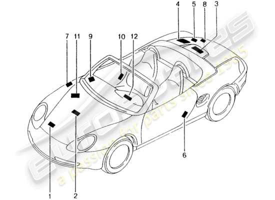 a part diagram from the Porsche Boxster 986 (1998) parts catalogue