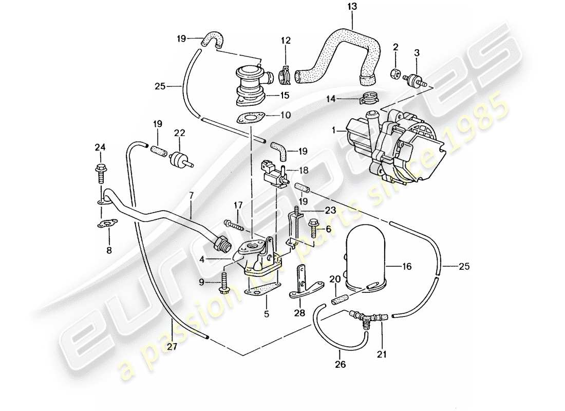 Porsche Boxster 986 (1999) SECONDARY AIR PUMP - - D - MJ 2000>> - MJ 2002 Parts Diagram