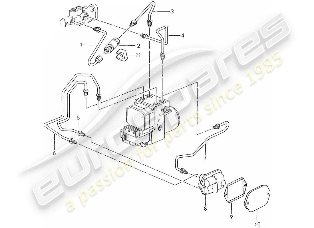 Porsche Boxster 986 (1999) BRAKE LINE - FRONT END Part Diagram