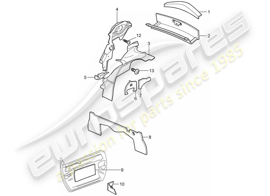 Porsche Boxster 986 (1999) BODY SHELL - SOUND ABSORBER Part Diagram