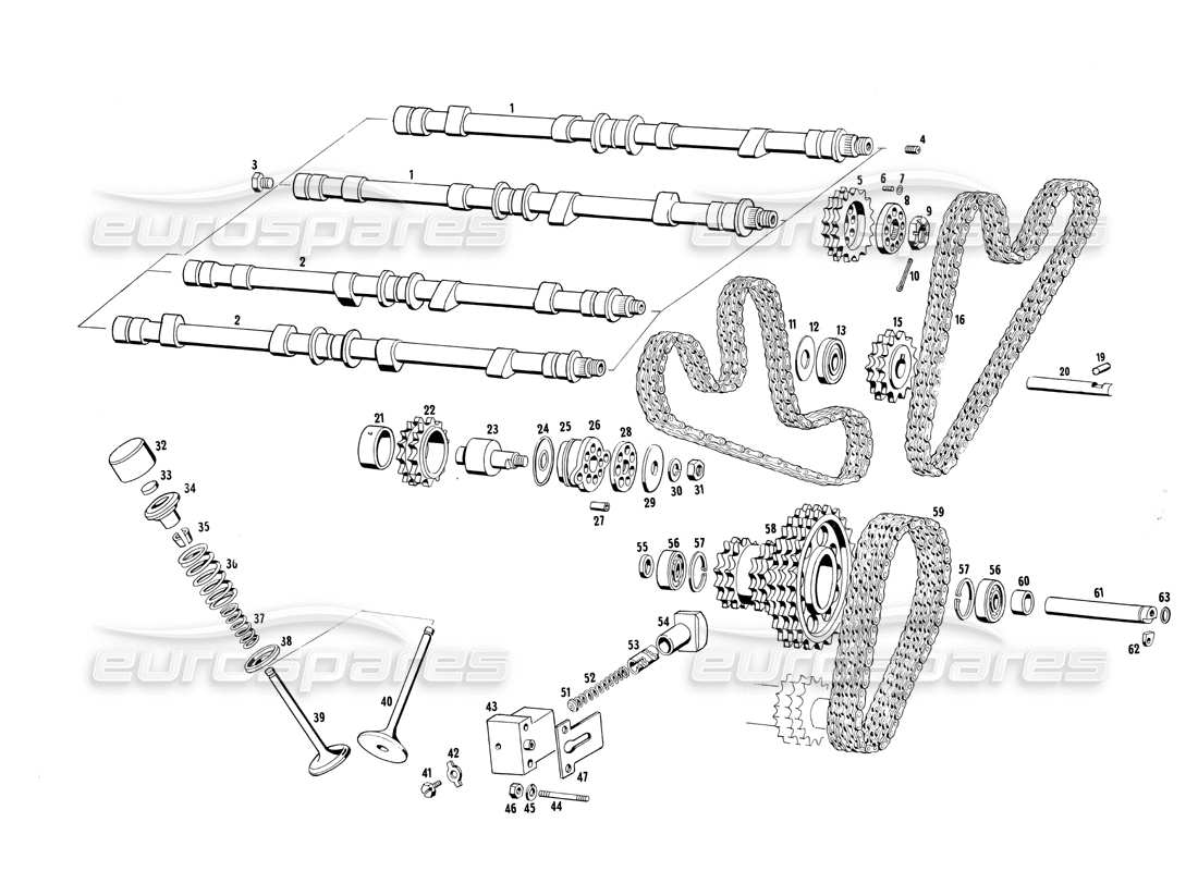 Maserati Ghibli 4.7 / 4.9 timing Parts Diagram