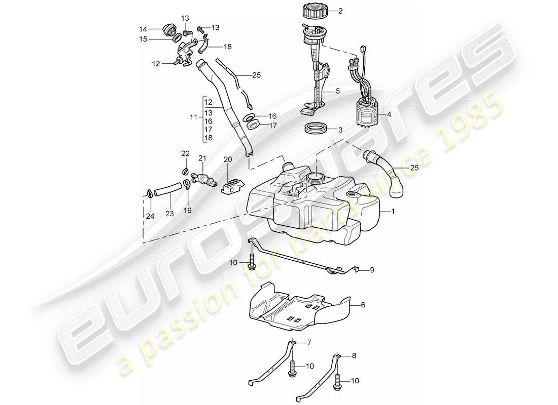 Porsche Boxster 986 (2004) FUEL TANK Part Diagram