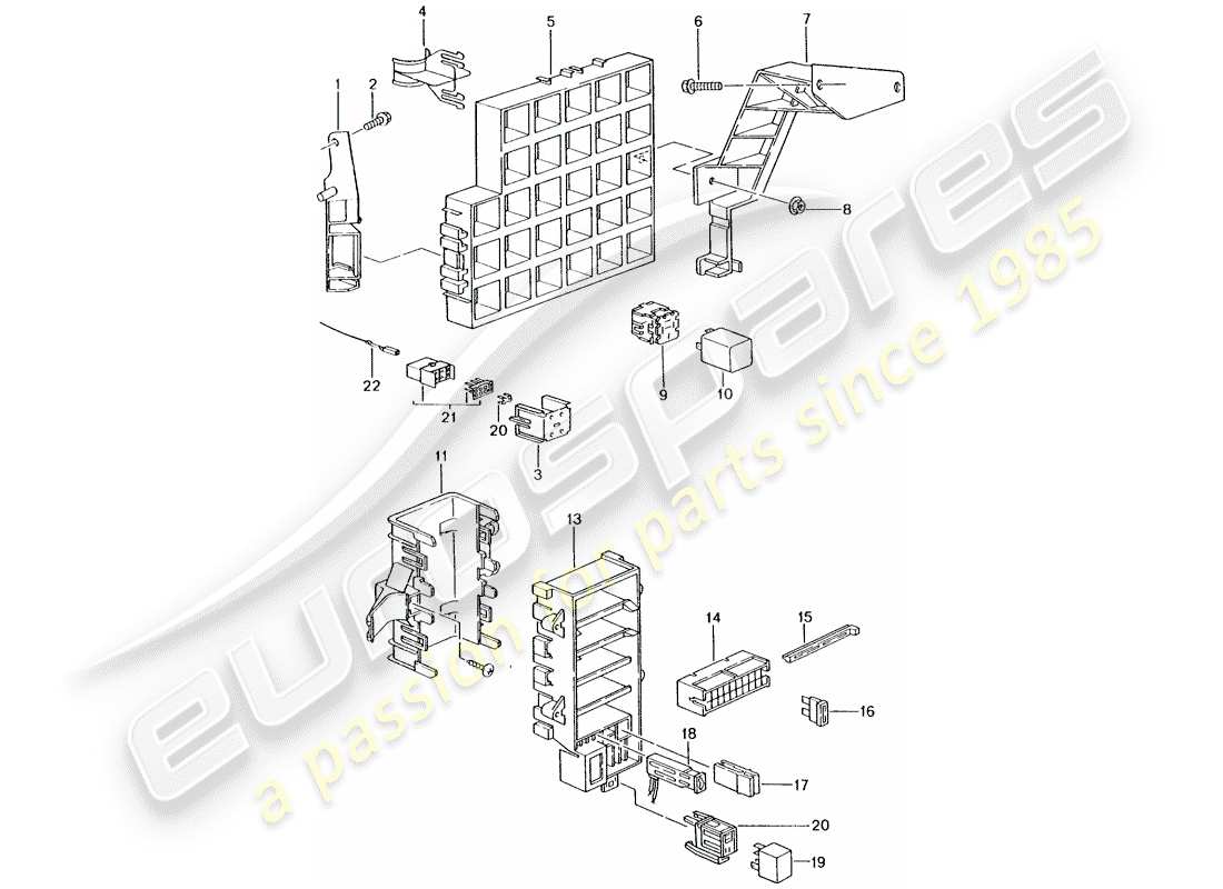 Porsche Boxster 986 (2004) FUSE BOX/RELAY PLATE - DASHBOARD Part Diagram