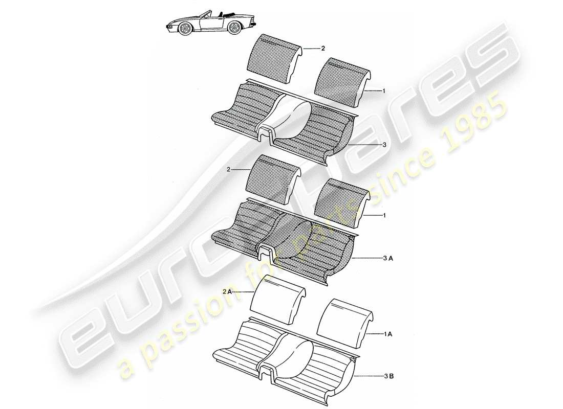 Porsche Seat 944/968/911/928 (1985) EMERGENCY SEAT - COMPLETE - - D - MJ 1989>> - MJ 1991 Part Diagram