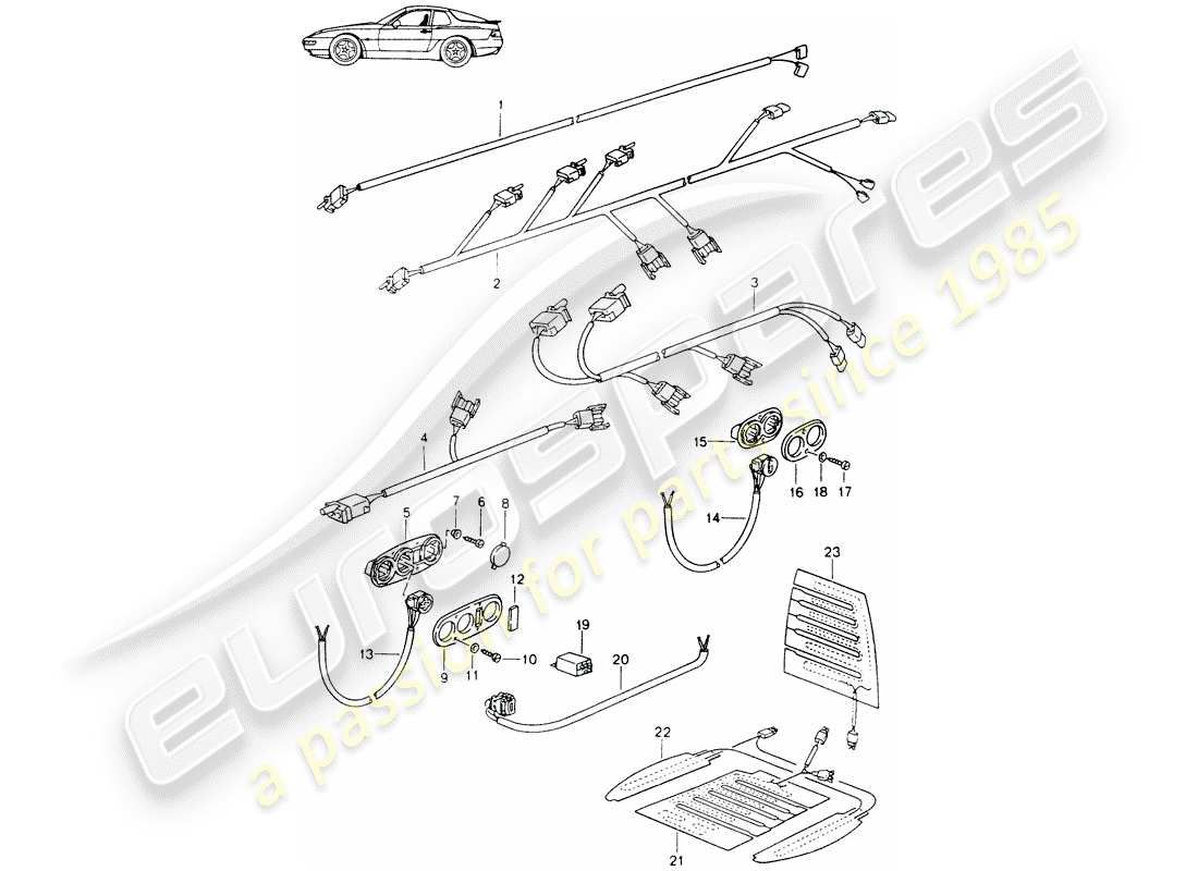 Porsche Seat 944/968/911/928 (1985) WIRING HARNESSES - SWITCH - SEAT HEATER - FRONT SEAT - D - MJ 1992>> - MJ 1995 Part Diagram
