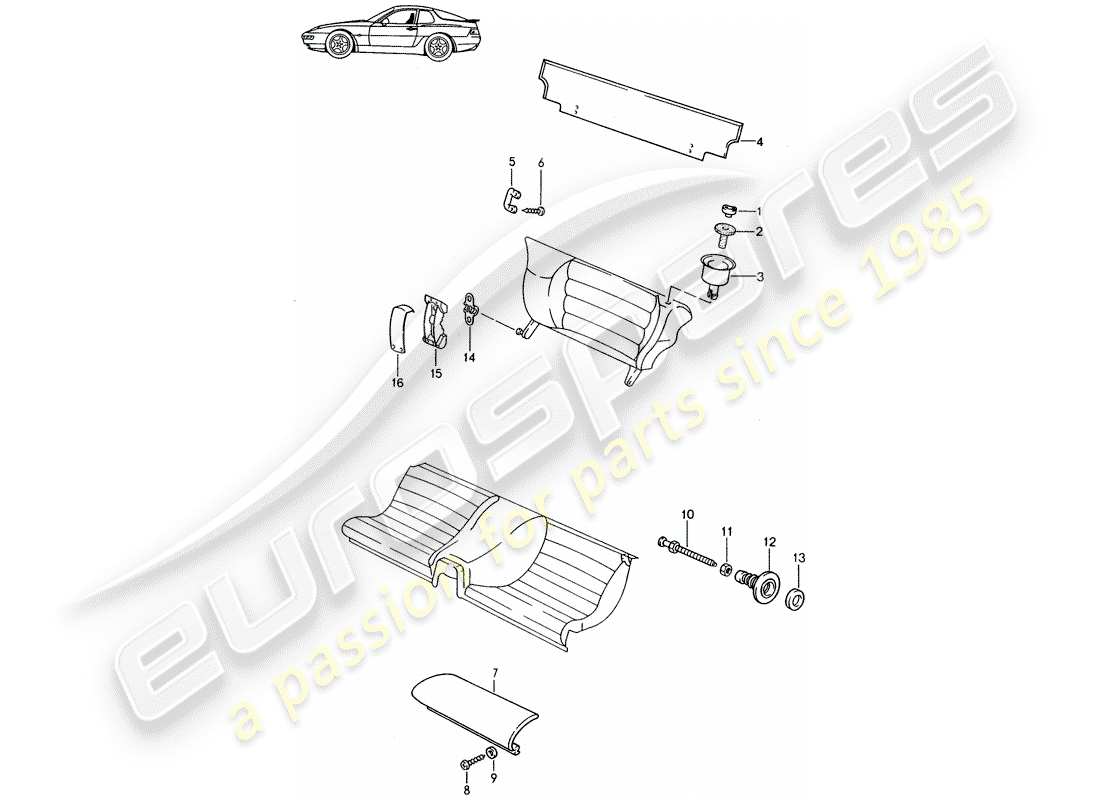 Porsche Seat 944/968/911/928 (1985) EMERGENCY SEAT - SINGLE PARTS - D - MJ 1992>> - MJ 1993 Part Diagram