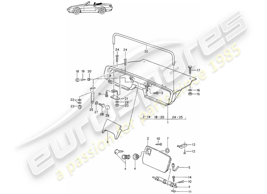 Porsche Seat 944/968/911/928 (1985) REAR LUGGAGE DUMP - COMPLETE - D - MJ 1994>> - MJ 1995 Part Diagram