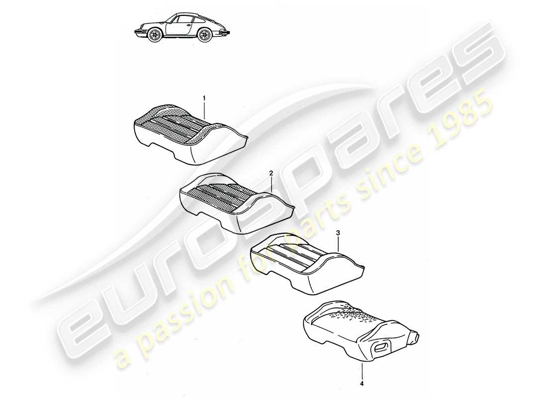 Porsche Seat 944/968/911/928 (1985) SEAT COVER - SPORTS SEAT - D - MJ 1985>> - MJ 1986 Part Diagram