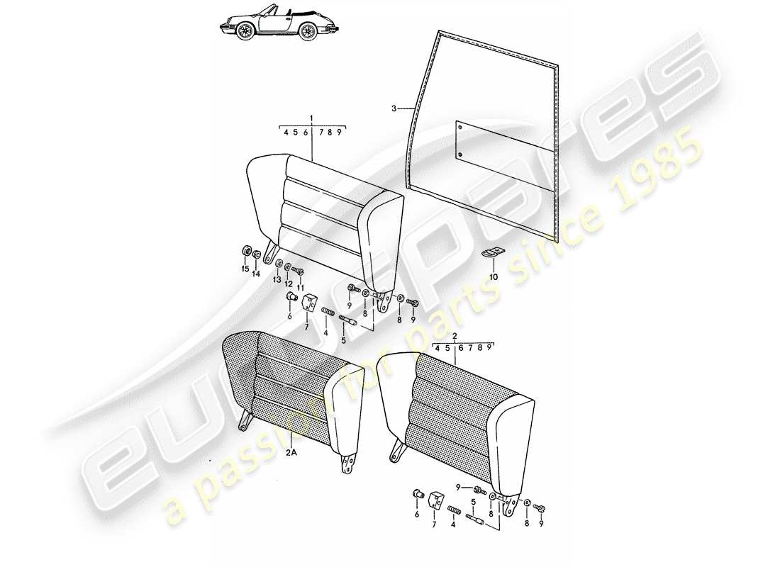 Porsche Seat 944/968/911/928 (1985) EMERGENCY SEAT BACKREST - - D - MJ 1987>> - MJ 1989 Part Diagram