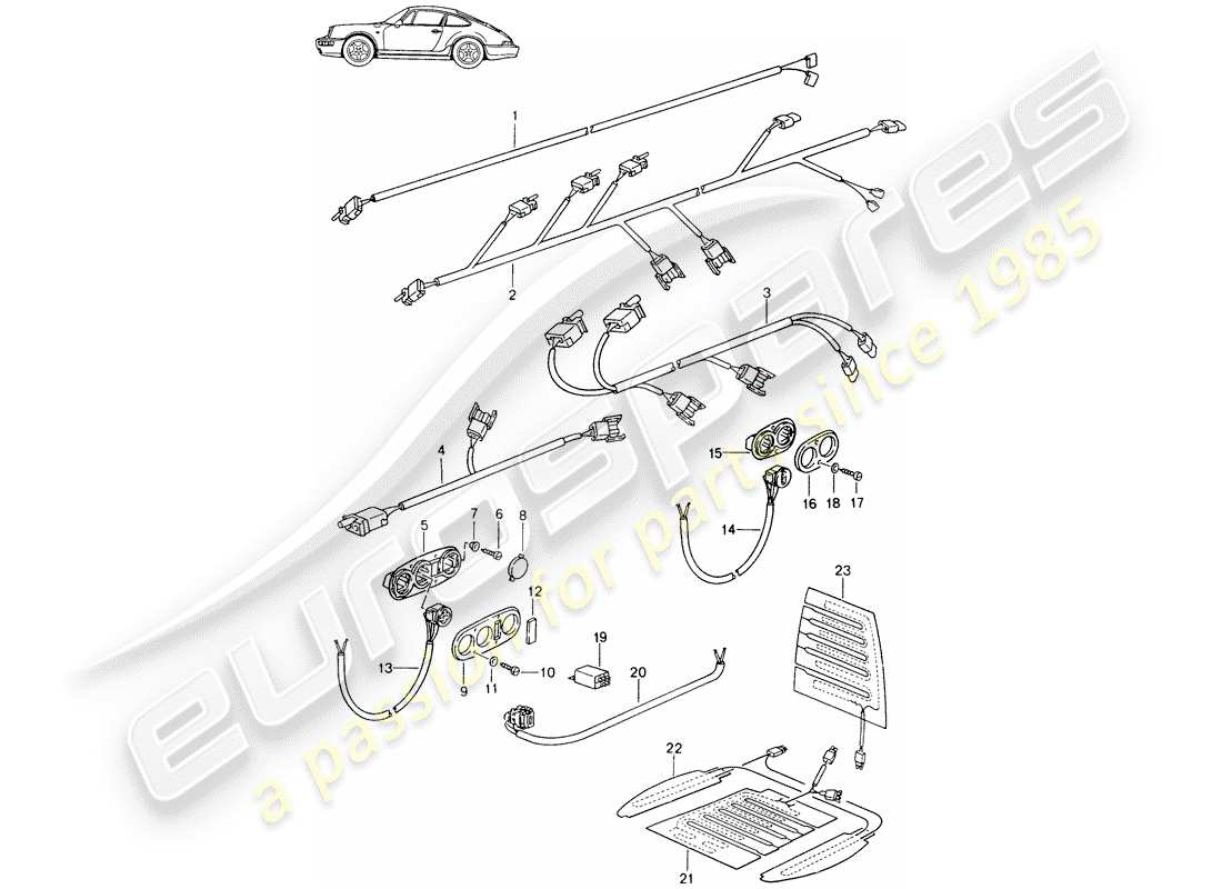 Porsche Seat 944/968/911/928 (1985) WIRING HARNESSES - SWITCH - SEAT HEATER - FRONT SEAT - D - MJ 1989>> - MJ 1994 Part Diagram