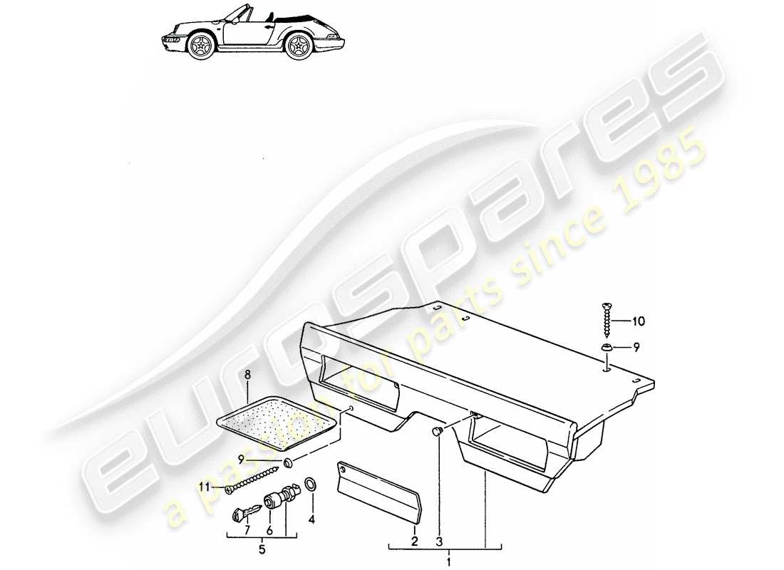 Porsche Seat 944/968/911/928 (1985) LUGGAGE RACK - - D >> - MJ 1991 Part Diagram