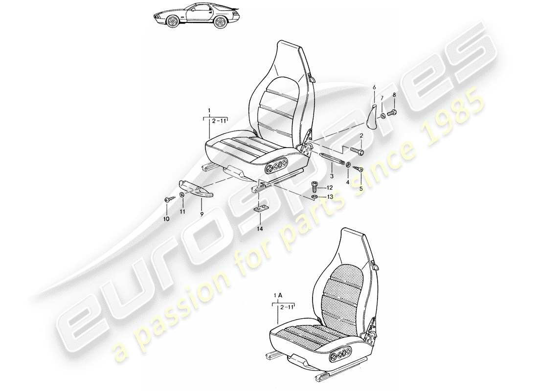 Porsche Seat 944/968/911/928 (1985) SEAT - COMPLETE - D - MJ 1987>> Part Diagram