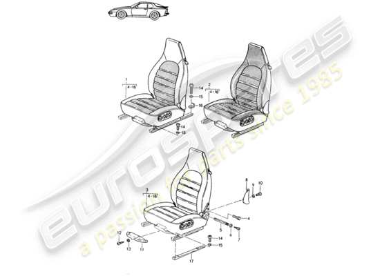 a part diagram from the Porsche Seat 944/968/911/928 parts catalogue