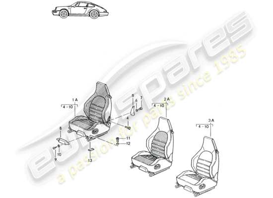 a part diagram from the Porsche Seat 944/968/911/928 (1985) parts catalogue