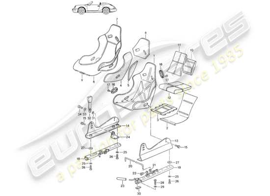 a part diagram from the Porsche Seat 944/968/911/928 (1985) parts catalogue