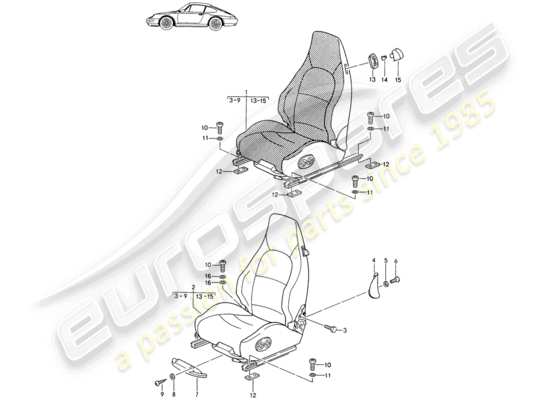 a part diagram from the Porsche Seat 944/968/911/928 (1985) parts catalogue