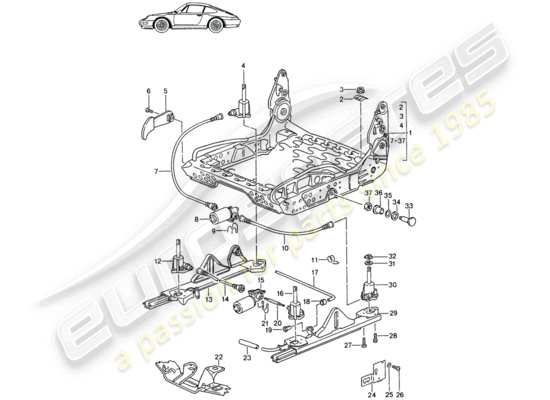 a part diagram from the Porsche Seat 944/968/911/928 parts catalogue