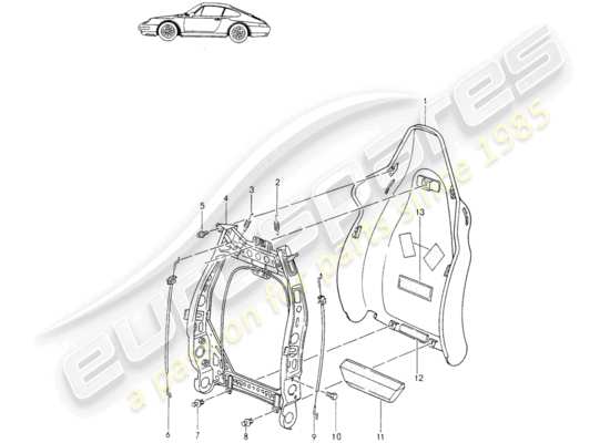 a part diagram from the Porsche Seat 944/968/911/928 (1985) parts catalogue