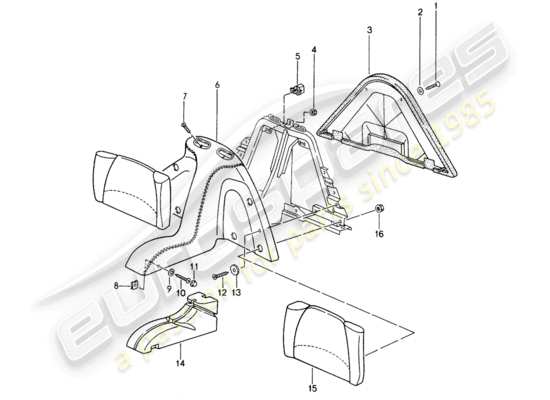 a part diagram from the Porsche Seat 944/968/911/928 parts catalogue