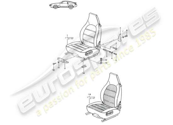 a part diagram from the Porsche Seat 944/968/911/928 (1985) parts catalogue