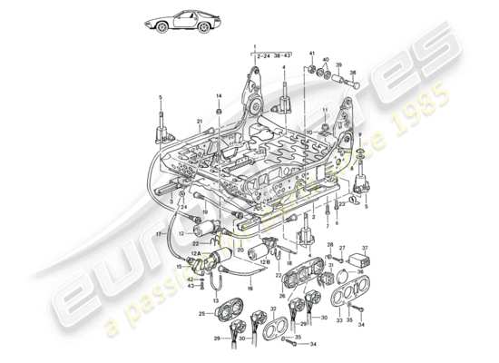 a part diagram from the Porsche Seat 944/968/911/928 parts catalogue