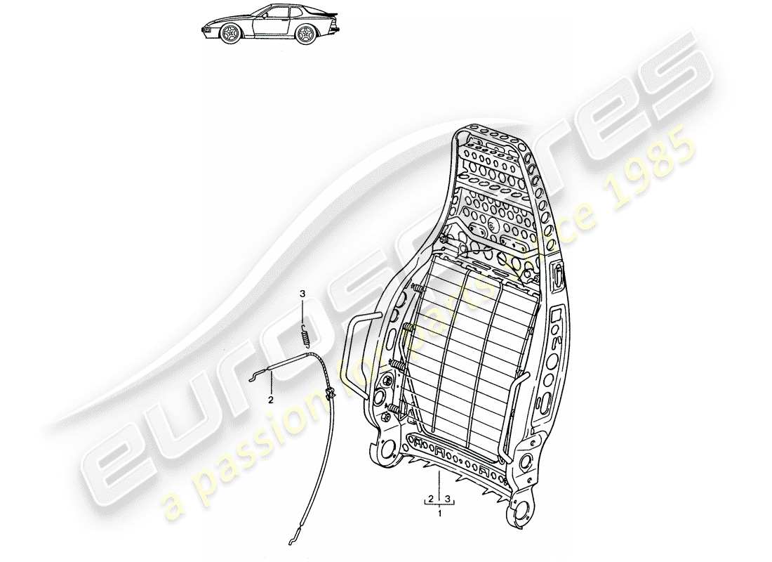 Porsche Seat 944/968/911/928 (1986) BACKREST FRAME - SPORTS SEAT - D >> - MJ 1988 Part Diagram