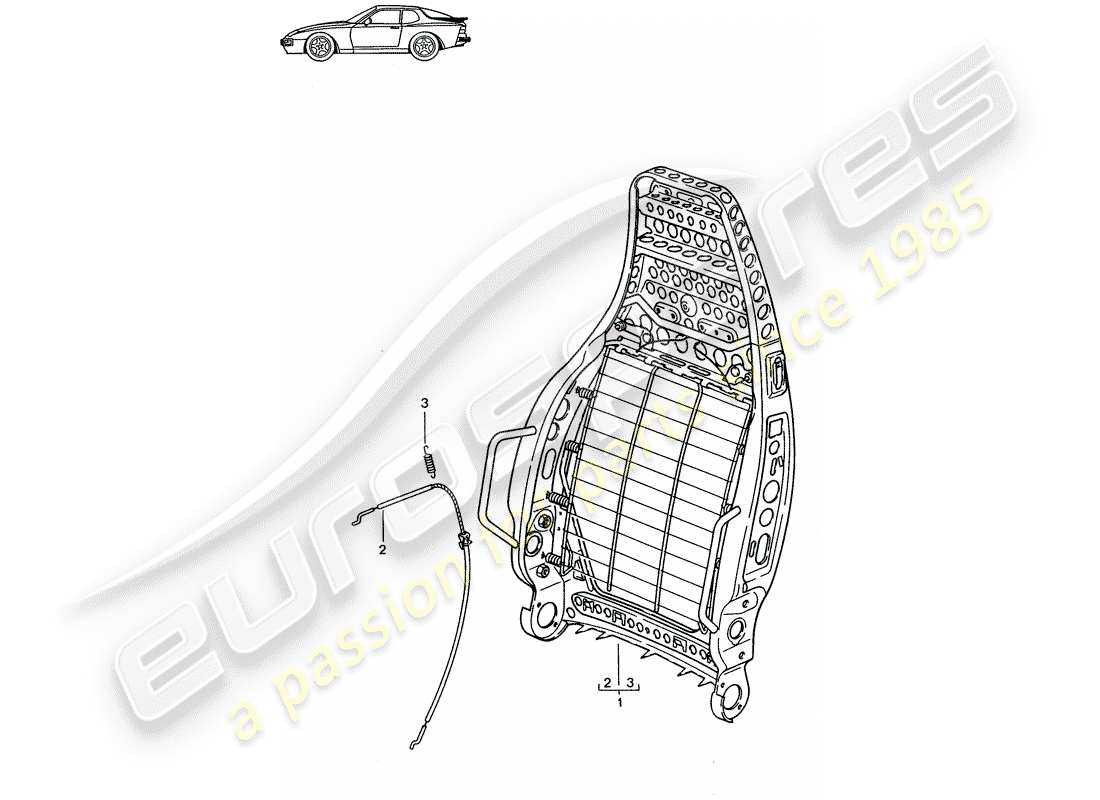 Porsche Seat 944/968/911/928 (1986) BACKREST FRAME - SPORTS SEAT - D - MJ 1989>> - MJ 1991 Part Diagram