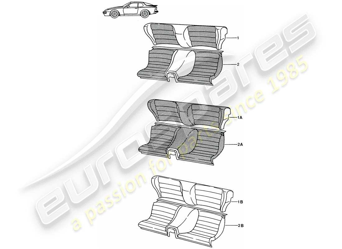 Porsche Seat 944/968/911/928 (1986) EMERGENCY SEAT - COMPLETE - D >> - MJ 1988 Part Diagram
