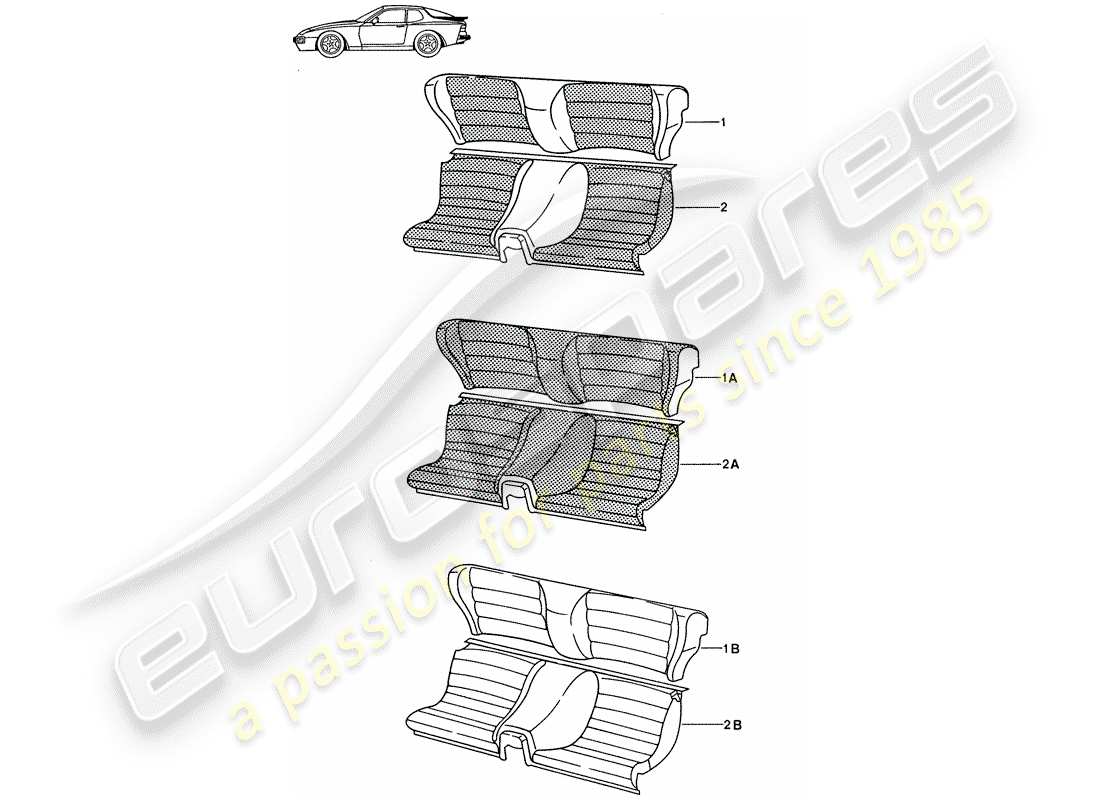 Porsche Seat 944/968/911/928 (1986) EMERGENCY SEAT - COMPLETE - - D - MJ 1989>> - MJ 1990 Part Diagram