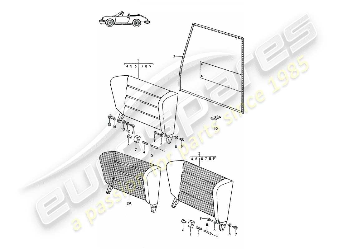 Porsche Seat 944/968/911/928 (1986) EMERGENCY SEAT BACKREST - - D - MJ 1985>> - MJ 1986 Part Diagram