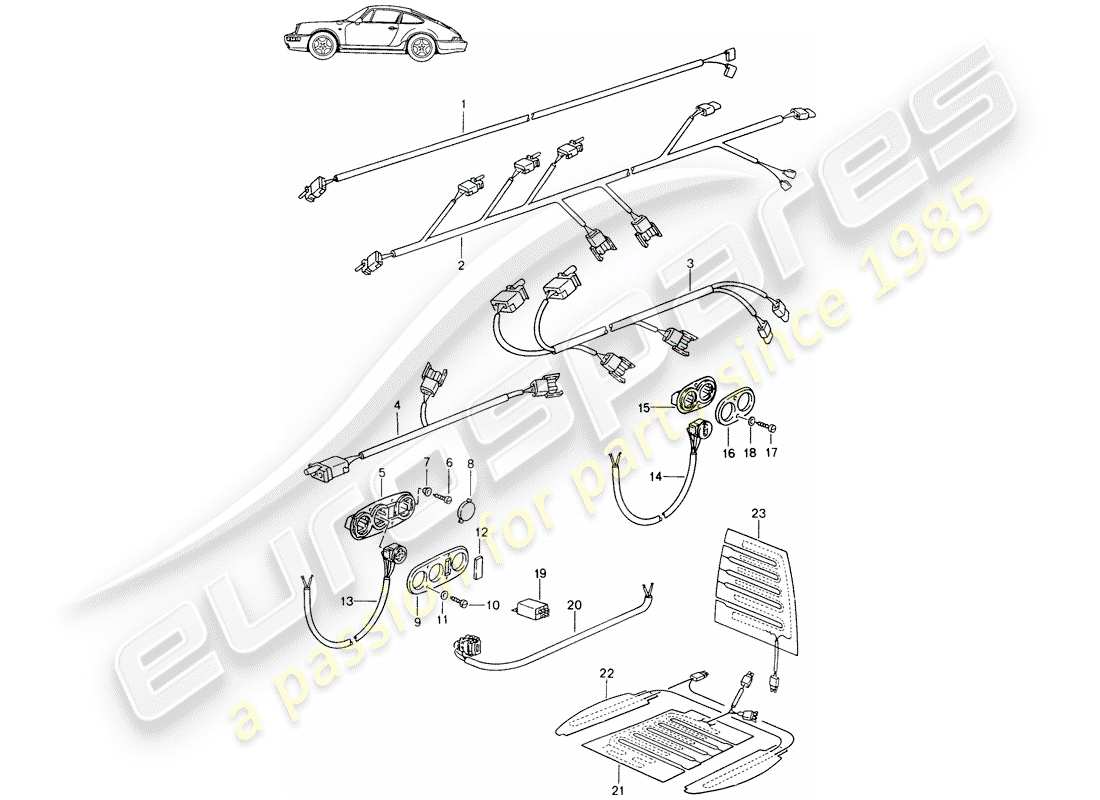 Porsche Seat 944/968/911/928 (1986) WIRING HARNESSES - SWITCH - SEAT HEATER - FRONT SEAT - D - MJ 1989>> - MJ 1994 Part Diagram