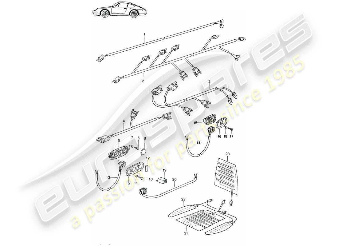 Porsche Seat 944/968/911/928 (1986) WIRING HARNESSES - SWITCH - SEAT HEATER - FRONT SEAT - D - MJ 1994>> - MJ 1998 Part Diagram