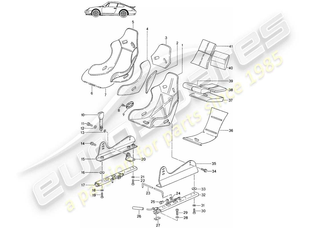 Porsche Seat 944/968/911/928 (1986) SEAT - WITH: - CORDUROY CLOTH - COVER - D - MJ 1995>> - MJ 1996 Part Diagram