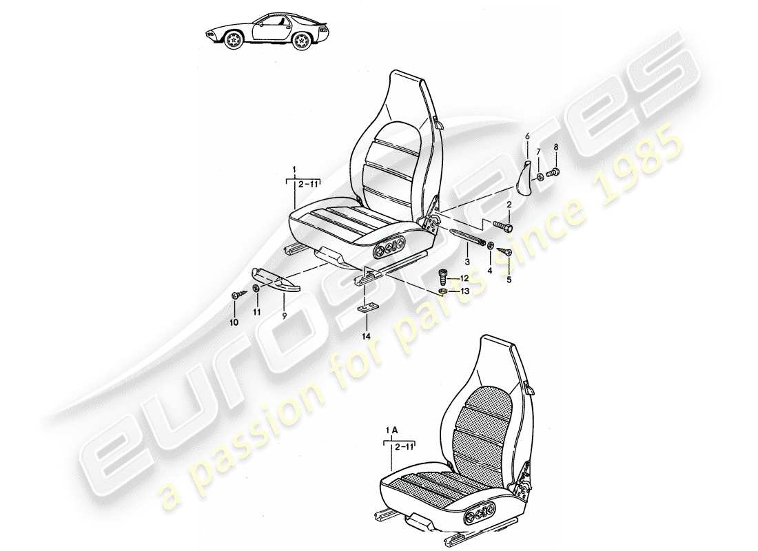 Porsche Seat 944/968/911/928 (1986) FRONT SEAT - COMPLETE - D - MJ 1985>> - MJ 1986 Part Diagram