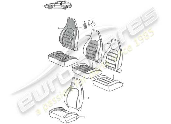 a part diagram from the Porsche Seat 944/968/911/928 (1986) parts catalogue