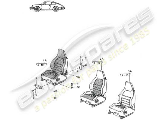 a part diagram from the Porsche Seat 944/968/911/928 (1986) parts catalogue