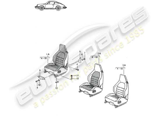 a part diagram from the Porsche Seat 944/968/911/928 (1986) parts catalogue