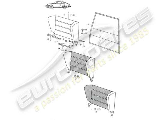 a part diagram from the Porsche Seat 944/968/911/928 parts catalogue