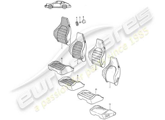 a part diagram from the Porsche Seat 944/968/911/928 (1986) parts catalogue